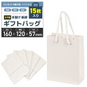 紙袋 手提げ袋 ギフトバッグ 厚手&耐水タイプ プレゼント【15枚入り】贈り物 お土産 イベント用 (ホワイト, 縦型16x12x5.7cm)