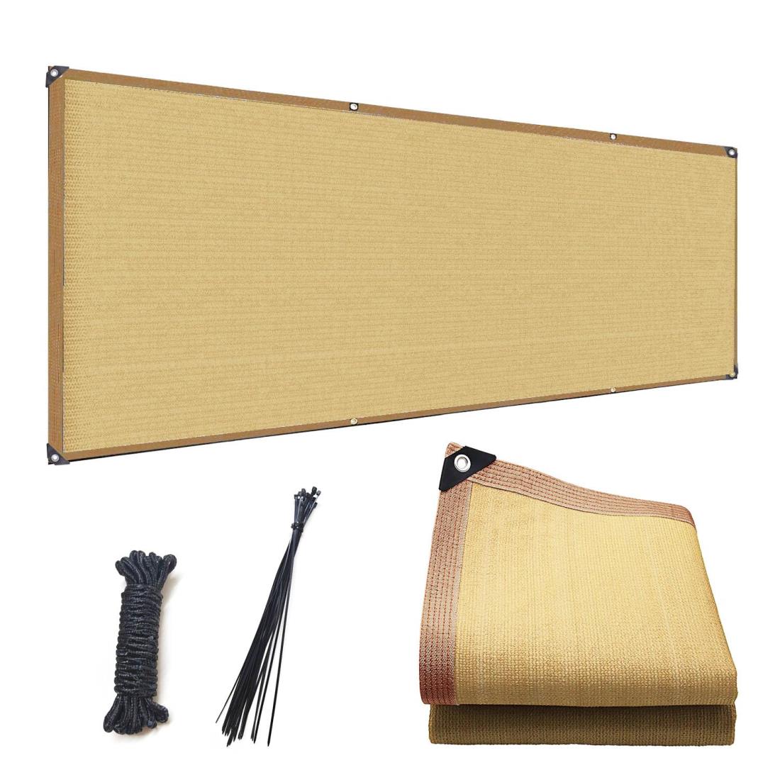 堅塁金物 ベランダ目隠し 0.9M*2.5M 遮光ネット 黄色 プライバシー保護 日除けシェード 厚みを増した バルコニー マンション UVカット シェード 50CMごとに1つのロープ穴