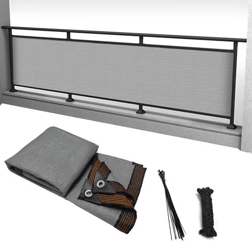 YEZOND ベランダ目隠し 0.8M*1.8M 日除けシェード グレー 遮光ネット バルコニー マンション UVカット シェード 50CMごとに1つのロープ穴