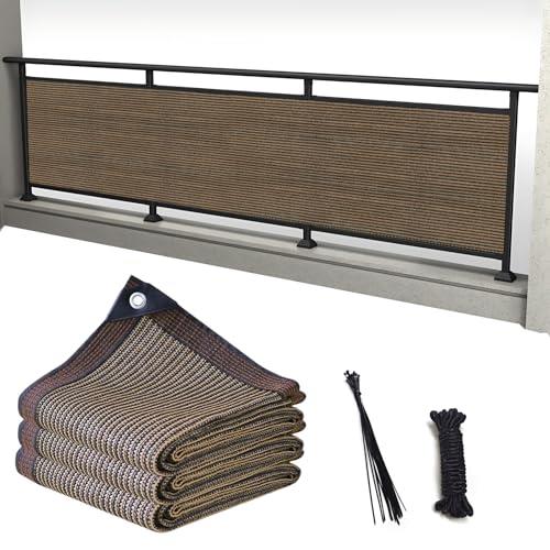 YEZOND ベランダ目隠し 1M*3.6M 日除けシェード コーヒー色 遮光ネット バルコニー マンション UVカット シェード 50CMごとに1つのロープ穴