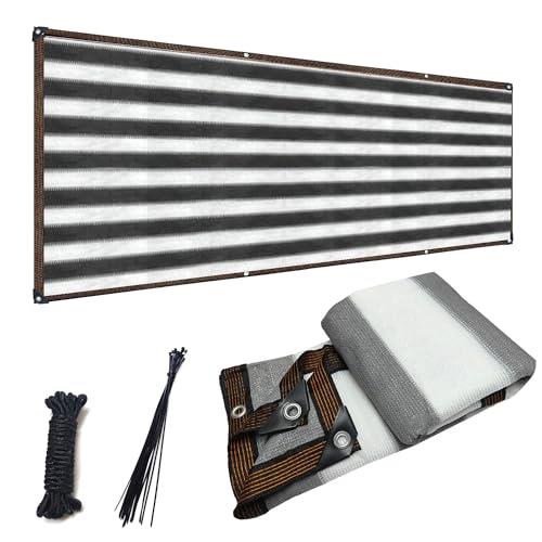 堅塁金物 ベランダ目隠し 1M*6M 遮光ネット グレーと白 プライバシー保護 日除けシェード 厚みを増した バルコニー マンション UVカット シェード 50CMごとに1つのロープ穴