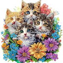 LEADINTOP ダイヤモンドアート 猫 花 不規則ビーズ 30X30cm かわいい ダイヤモンドペインティング ビーズアート キット モザイクアート 人気 ...
