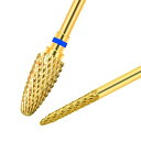 CGBE ネイルビット 2個 ネイルドリルビット 2.35mm 軸径ゴールドネイルマシン ビット 爪磨き用超硬ネイルドリル キューティクル除去 ジェルのオフ とうもろこし + 針 (中)