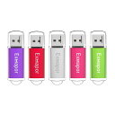 5個セット 4GB USBメモリ キャップ式 Exmapor USBフラッシュドライブ 混合色(紫、赤、銀、ピンク、緑)