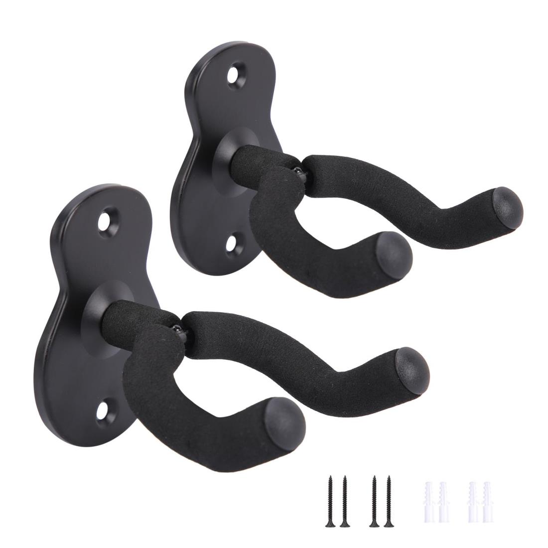 ギターハンガー 壁掛け 2個セット ギター、ベース、バイオリン、マンドリン、ウクレレなどの楽器に適応します 拡張ネジによる簡単な取り付け