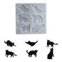 猫 シリコンモールド 6種類 ねこ UVレジン シリコン型 ペンダント ネックレス イヤリング ピアス キーホルダー 抜き型 ソフトモールド 人気 DIY手作り...