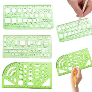 図面テンプレート (3枚セット)テンプレート 製図用定規セット 幾何学定規 透明幾何図面 円 三角定規 一般総合定規 製図用 作図 学校教育用 建築科用 (製図用定規)