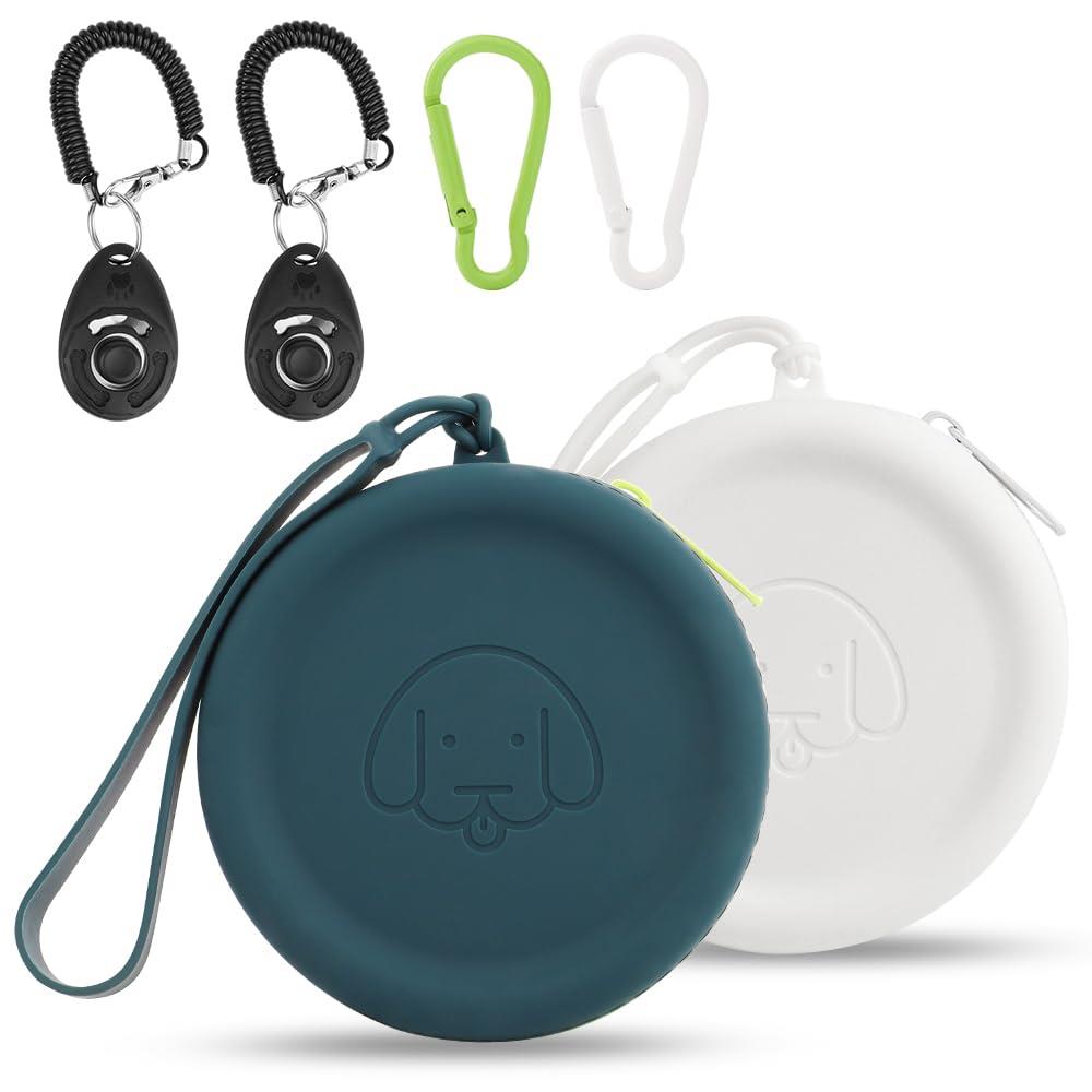 シリコン トリーツポーチ 犬の訓練用品 ツーピース ポケットサイズ お手入れ簡単ジッパーのデザイン防..