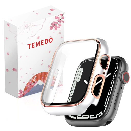 TEMEDO 対応 Apple Watch ケース 41mm アップルウォッチ カバー PC素材 メッキ加工 Apple Watch カバー 全面保護 二重構造 アップルウォッチ ケース ガラスフィルム 一体型 Apple Watch 9/8/7 アップルウォッチ9/8/7 対応(41mm,光沢のホワイト+ローズゴールド) TEMEDO 対応 Apple Watch ケース 41mm アップルウォッチ カバー PC素材 メッキ加工 Apple Watch カバー 全面保護 二重構造 アップルウォッチ ケース ガラスフィルム 一体型 Apple Watch 9/8/7 アップルウォッチ9/8/7 対応(41mm,光沢のホワイト+ローズゴールド)