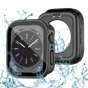 【2 in 1防水設計】POLINK 対応 アップルウォッチ カバー Series 9/8/7/SE/6/5/4 40mm PC素材 強化ガラス 対応 Apple Watch カバー防水 一体型 新デザイン 3D直角エッジ超薄型 高耐久 耐衝撃 高透過率 指紋防止 対応 Apple Watch ケース 全面保護 ブラック(2)