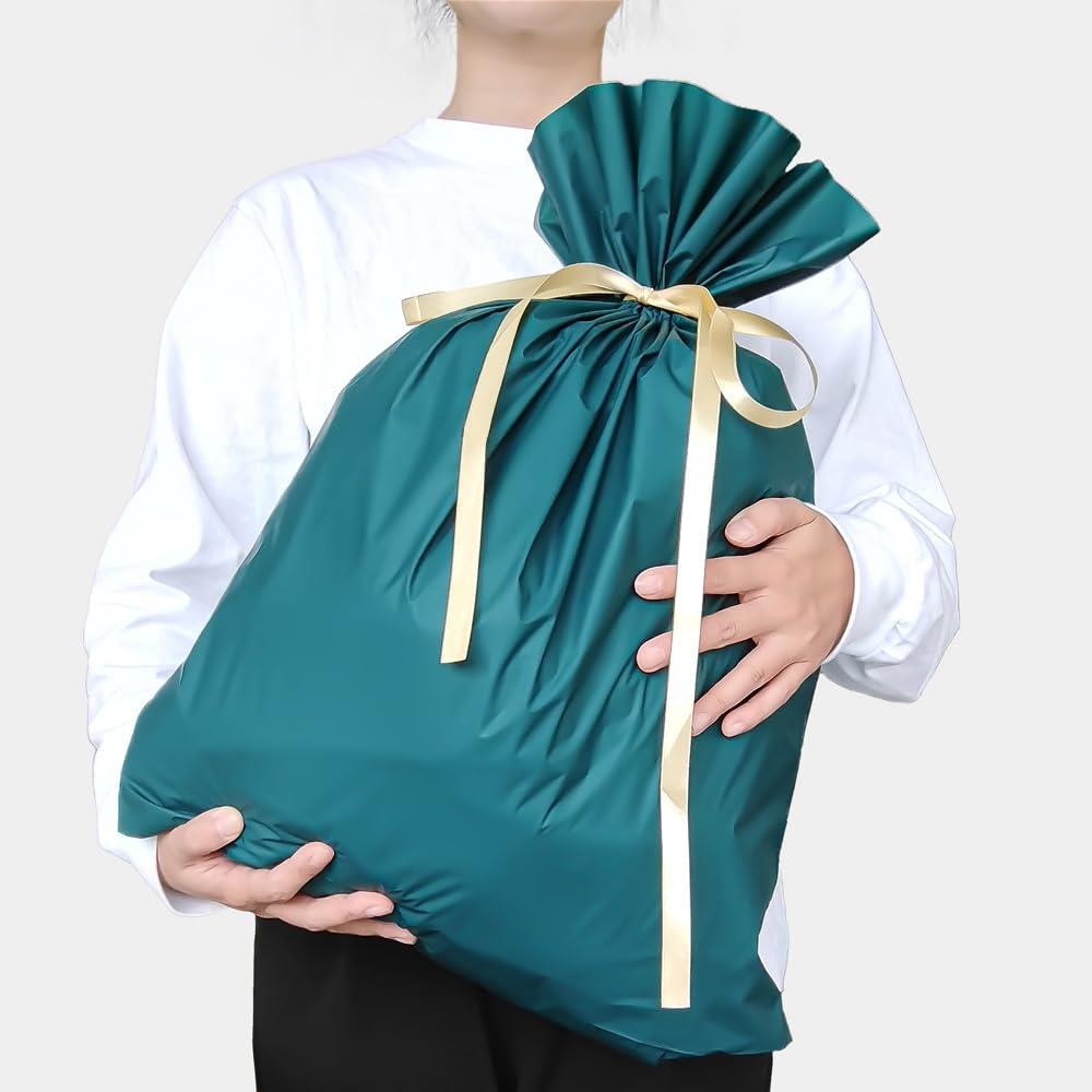 ラッピング 袋 プレゼント 袋 W450×H560 mm リボン付 ギフトラッピング 袋 大 包装袋 クリスマス ハロウィン ラッピング用品 プレゼント用袋 ギ...