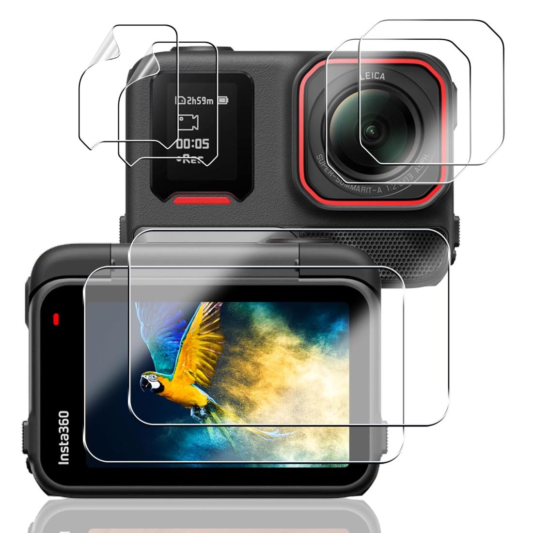 【2+2+2枚セット】 対応 Insta360 Ace Pro 2 保護フィルム ガラスフィルム 4枚 + レンズ保護フィルム 2枚 【 硬度9H 日本旭硝子製 】 対応 インスタ360 ace pro 2 フィルム 液晶保護フィルム 強化ガラス 耐衝撃 飛散防止 全面保護 厚さ0.26 高感度タッチ 気泡ゼロ 貼り付け簡