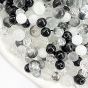 Harovo ビーズ ミックス 100g入り ガラスクラックビーズ グラデーションガラスビーズ 瑠璃ビーズ 丸玉 カラフル アクセサリー パーツ セット 福袋 ハンドメイド クラフト 手芸 手作り (ブラック×ホワイト)