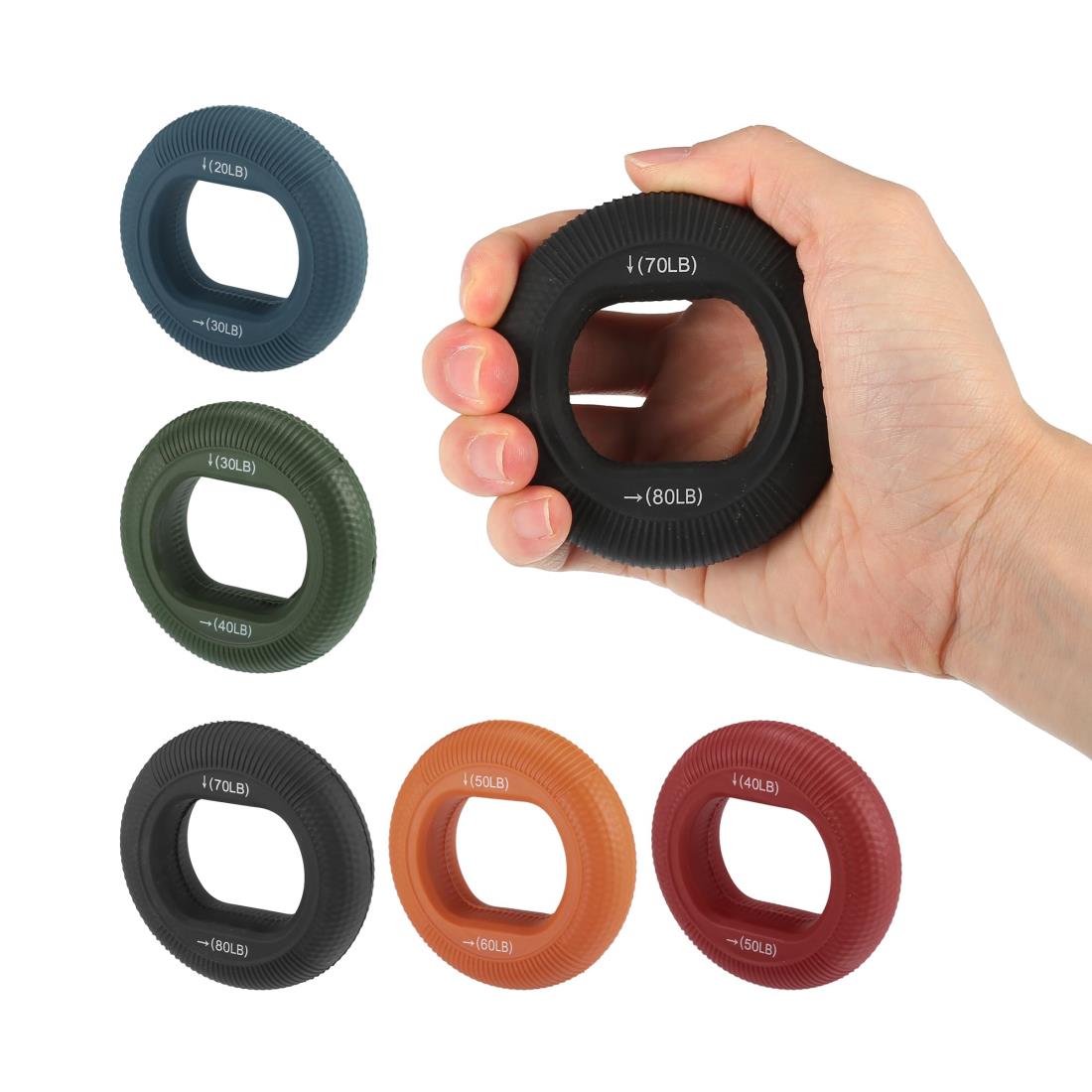 CAPASTEC ハンドグリップ リング型 握力トレーニング リハビリ 手 指 二重強度 シリコーン 握力トレーナー 1個 黒