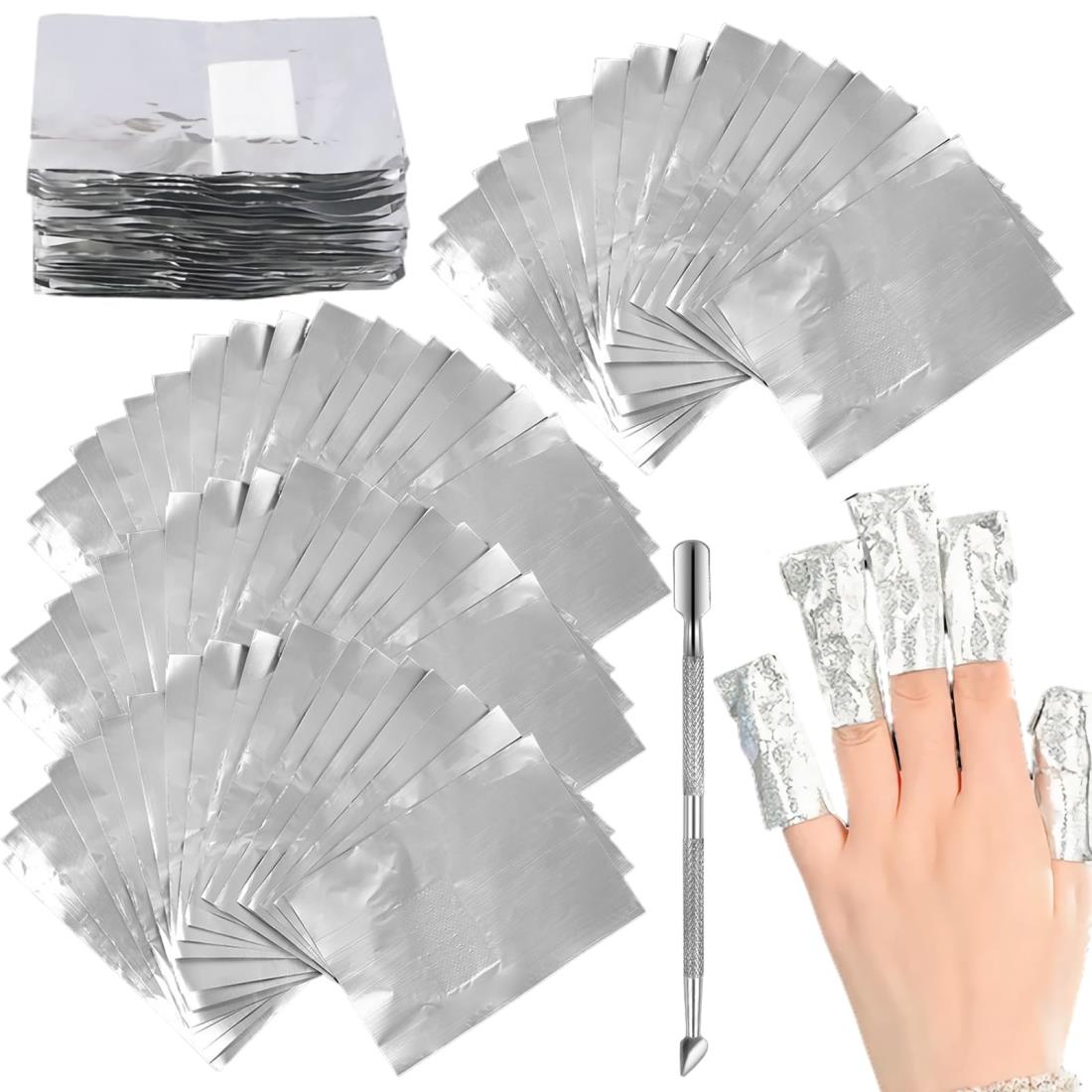 コットン付き アルミホイル 200枚 キューティクルプッシャー付き 使い捨て コットン ネイルリムーバー ..