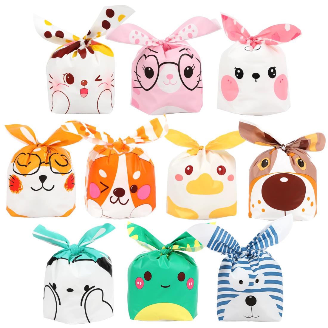 AUGSHYO ラッピング 袋 小 100個 小分け袋 ウサギ耳 お菓子袋 ギフト袋 プレゼント 袋 小さい 誕生日 雛祭り 子供会 入園祝い 学校行事