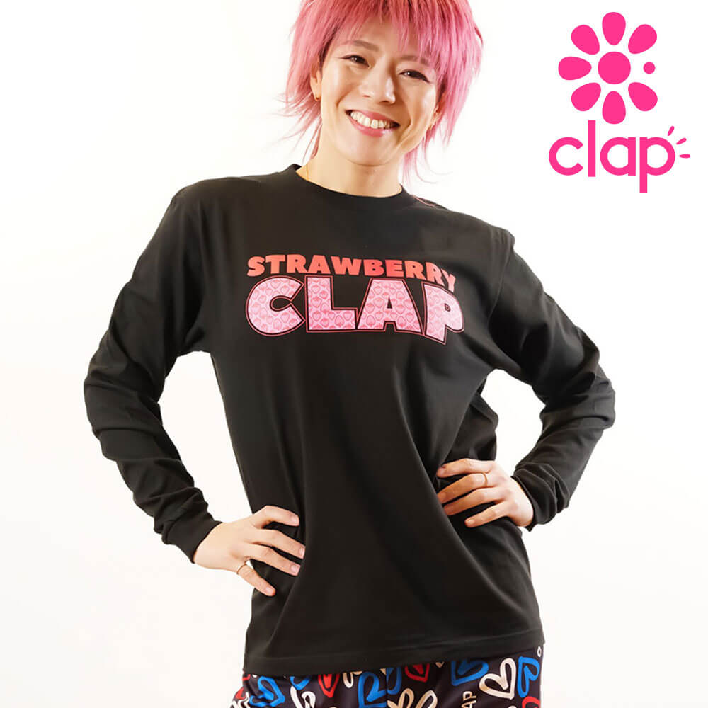 clap セール フィットネス ウェア クラップ フィットネスウェア レディース 長袖 ロンT トップス STRAWBERRY CLAP LONG SLEEVE Tee 新作