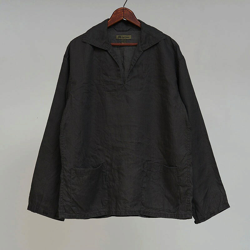 ◯ Nigel Cabourn - FRENCH P/O SHIRT HEMP - CHARCOAL GRAY