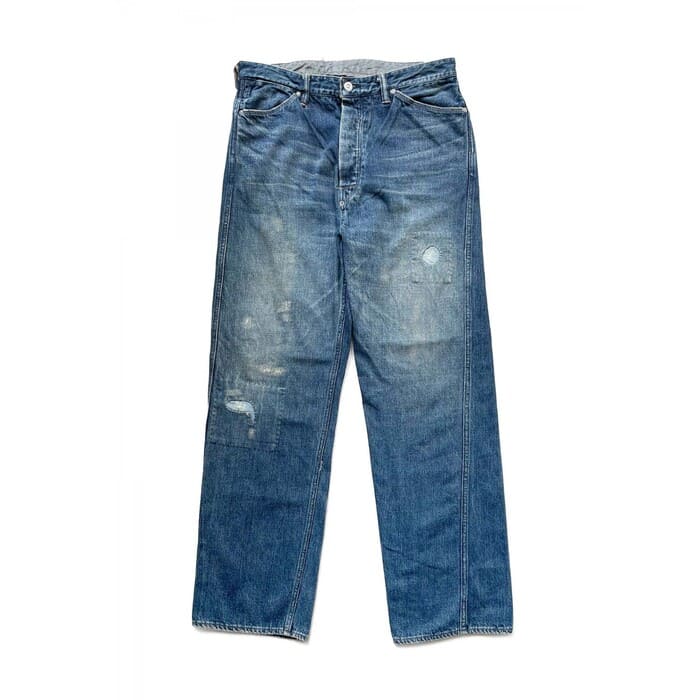 メンズファッション, ズボン・パンツ OLD JOE - PLEATED JEAN TROUSER 946 - SCAR FACE FADE INDIGO