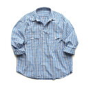 Porter Classic - ROLL UP TRICOLOR GINGHAM CHECK SHIRT - BLUE ポータークラシック《ロールアップトリコロールギンガムチェックシャツ》ブルー