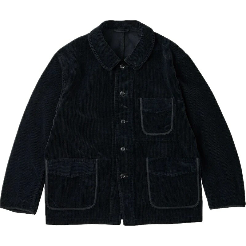 PORTER CLASSIC - CORDUROY FRENCH JACKET WATCH CHAIN ITEM - BLACK