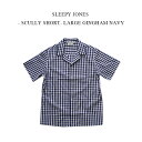 SLEEPY JONES - SHORT SLEEVE HENRY PAJAMA SHIRT -LARGE GINGHAM NAVY スリーピージョーンズ ショートスリーブ ヘンリーパジャマシャツ - エンドオンエンド ラージギンガム ネイビー【レターパック送料込】