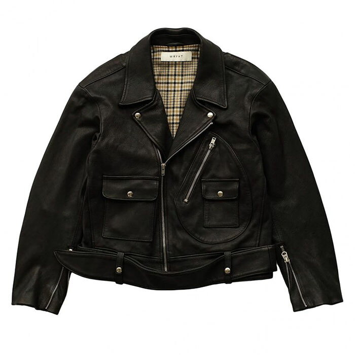 WRYHT - KNOTTED WAIST MOTO JACKET - BLACK