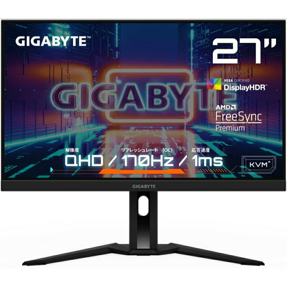 ゲーミングモニター GIGABYTE M27Q P Gaming Monitor (27型/QHD/平面モニター/165Hz(OC 170Hz)/1ms（MPRT）)