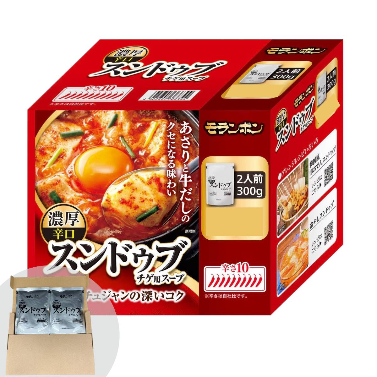 PrimeSellerJapan 楽天市場店のスンドゥブ レトルト 素 スープ チゲ モランボン 濃厚 辛口 2人前(300g)×2袋 コストコ 訳あり メール便 通販 送料無料｜アングル2