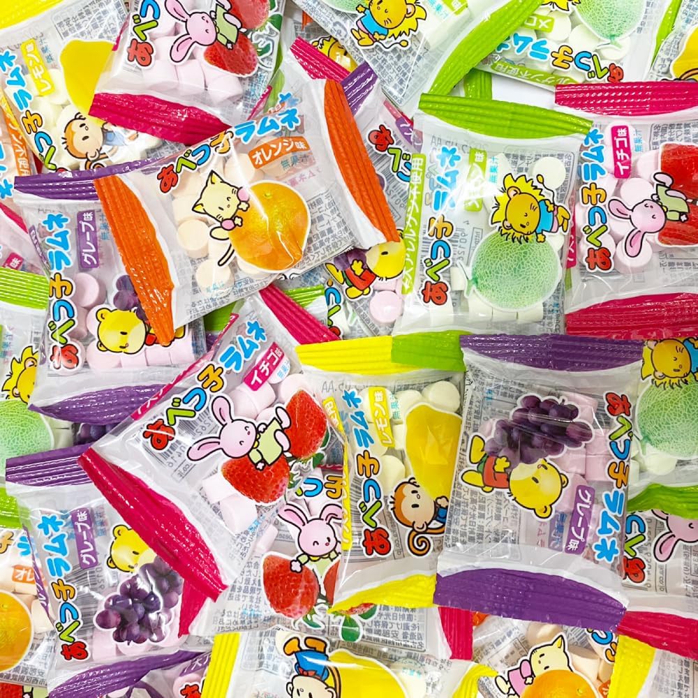 あべっ子ラムネ 5種バラエティ 1kg（約200袋）メガシェアパック 業務用 大容量 ラムネ 詰め合わせ 駄菓子 あべっこラムネ 3