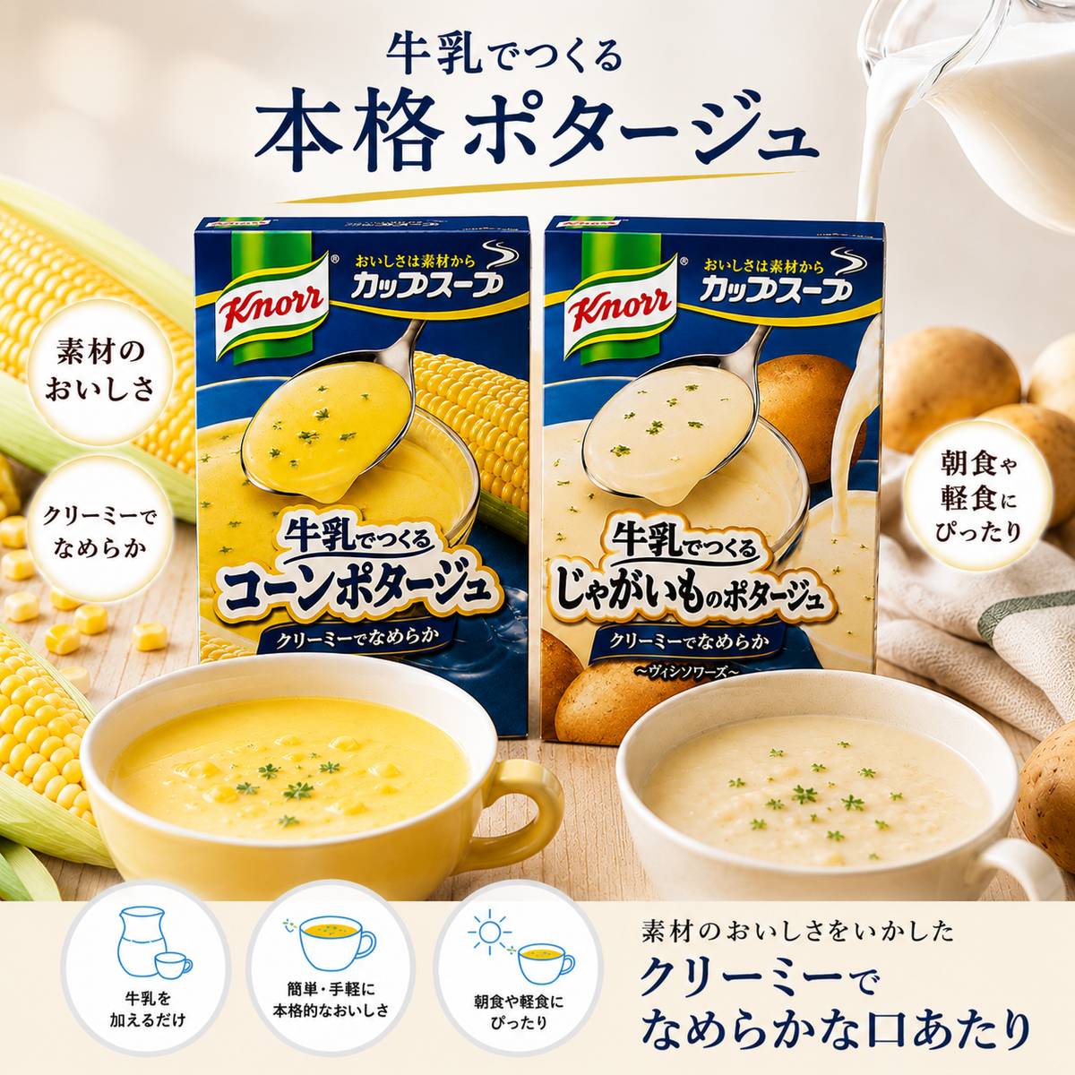 クノール スープ レトルト 冷製 コーンスープ ポタージュ 2種計 48食×1箱 まとめ買い コストコ 通販 送料無料 psj1-10009941 PrimeSellerJapan 楽天市場店 サンプル画像3