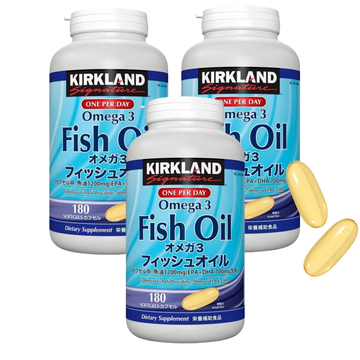 ���������� �ե��å��奪���� ���ᥬ3 Omega3 ���ץ� 180γ �� 3�� 540��ʬ ��˰�»��û� KIRKLAND �����ȥ� ���� ����̵��