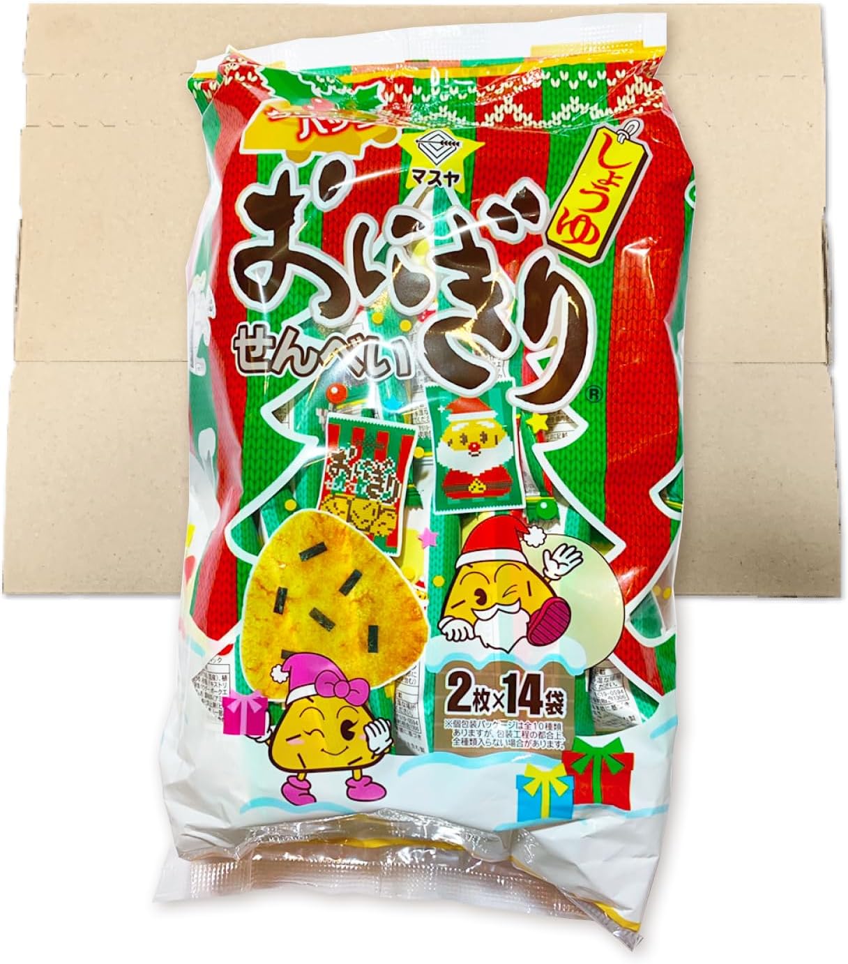 マスヤ おにぎりせんべい クリスマスパック 2枚入×14袋入 単品 米菓 煎餅 お菓子 おやつ 大容量 個包装 プレゼント ギフト 期間限定