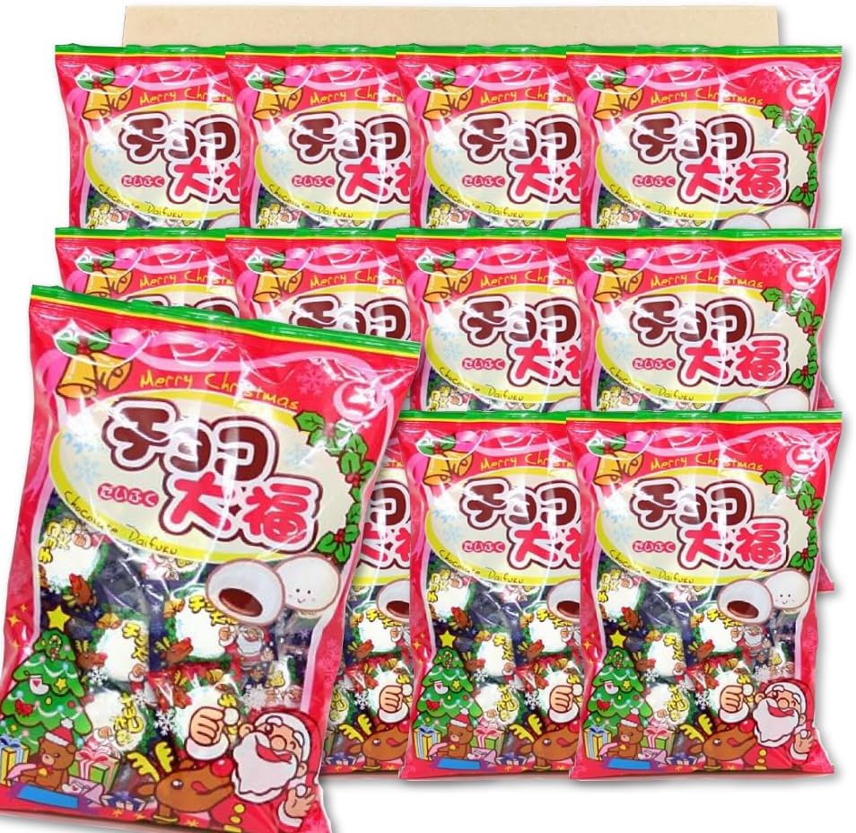 やおきん クリスマスチョコ大福 30個入り 12袋セット 個包装 だいふく チョコレート 和菓子 クリスマスデザイン おやつ お菓子