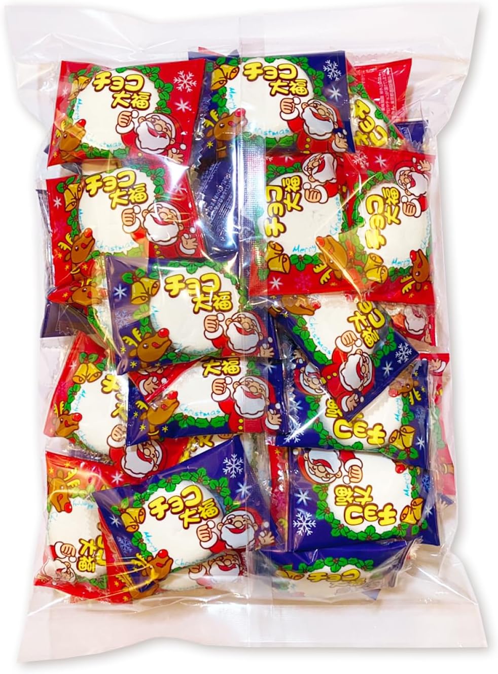 やおきん クリスマスチョコ大福 50個 シェアパック 個包装 大容量 だいふく チョコレート 和菓子 クリスマスデザイン おやつ お菓子 パーティー用 スイーツ...