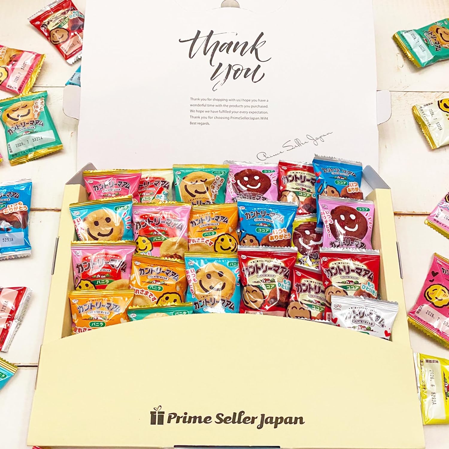 PrimeSellerJapan 楽天市場店の不二家 カントリーマアム バニラ ＆ ココア メッセージ付きデザインパッケージ 30袋 ギフトボックス 小袋 個包装 詰め合わせ ソフトクッキー プチギフト プレゼント用｜アングル2