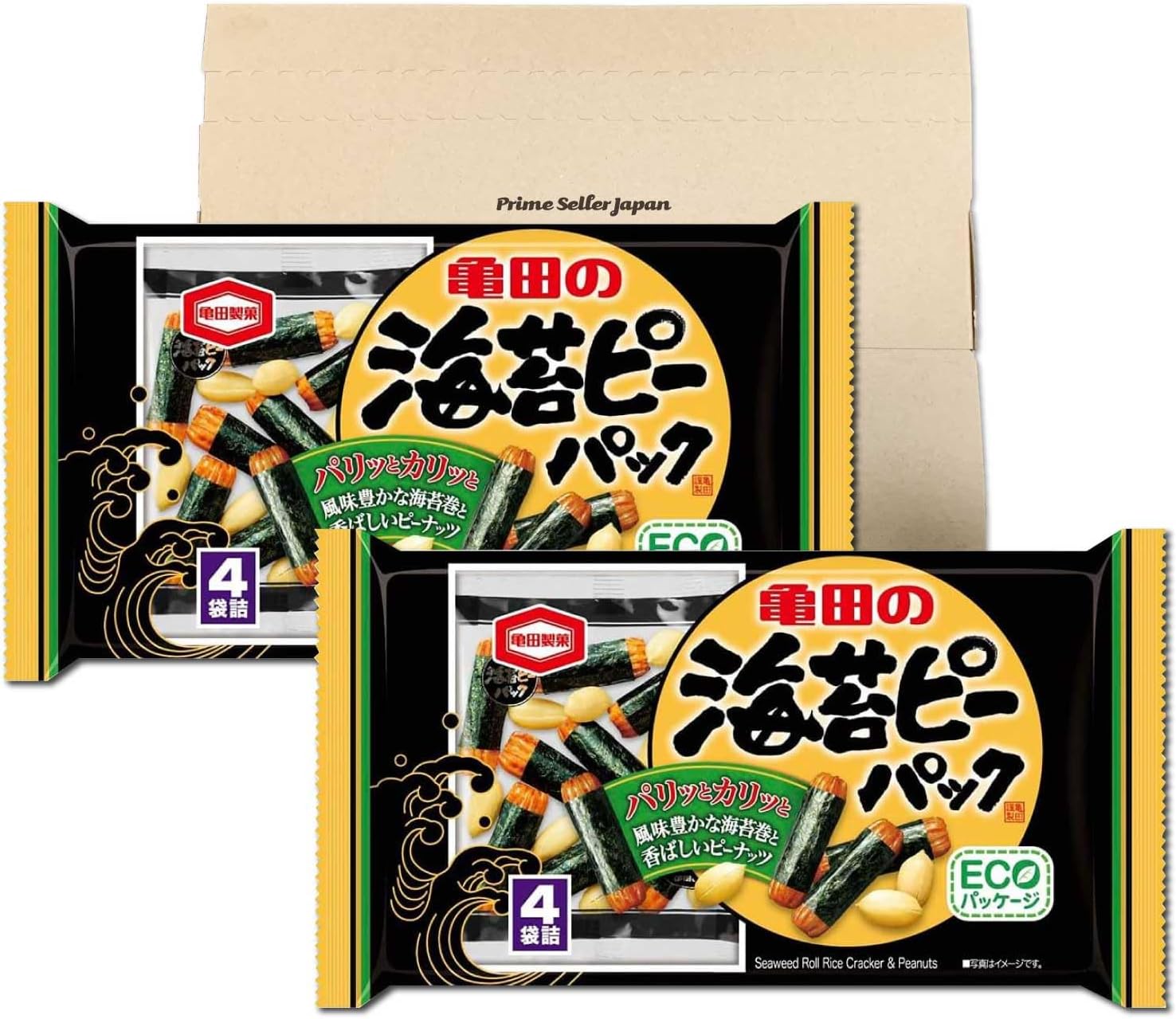 Rakuten - 亀田製菓 海苔ピーパック 4袋詰 85g ×2袋セット おつまみ 米菓 海苔巻き ピーナッツ ピリ辛 和菓子 ギフト プレゼント まとめ買い おやつ おうち時間