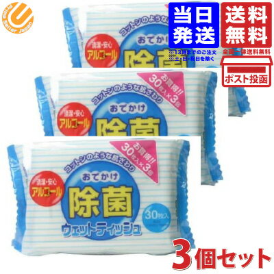 おでかけ除菌ウェットティッシュ 30枚 ×3個セット 送料無料