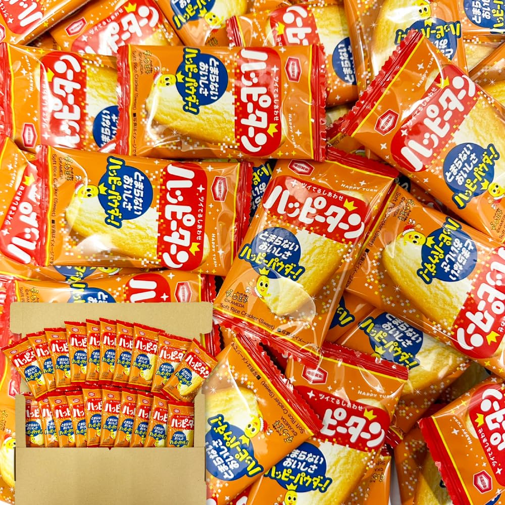 亀田製菓 ミニ ハッピーターン 1枚×20袋 大容量 業務用 個包装 煎餅 詰め合わせ スーパーやドラックストアでは手に入らない「業務用」亀田製菓のハッピーターン 個包装で、1袋ずつ賞味期限なども記載されているので、お祭りやイベントでのご利用でも安心！ おやつ用や配布用、配る用、ばらまき用、置き菓子などに便利な個包装の食べきりミニサイズです。 ・ハッピーターン 4g×20袋 【ハッピーターン ミニ（4g）】 ツイてるしあわせ！甘じょっぱい魔法のハッピーパウダーがとまらないおいしさです。 人気定番商品の食べ切りサイズの小袋です。 個包装だから配りものや、つかみ取りにも最適！ 内容量：4g×20袋 賞味期限：出荷日を含めて14日以上の商品をお届けいたします。