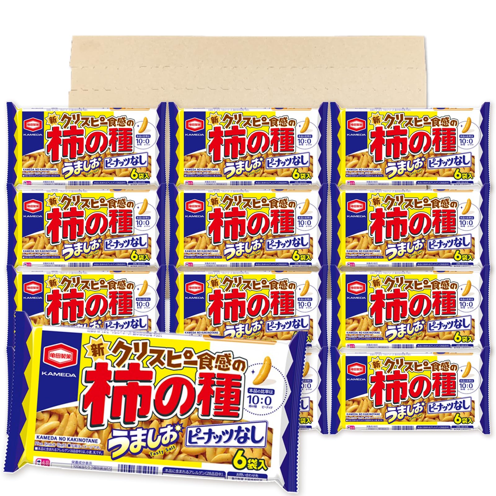 亀田製菓 亀田の柿の種 ピーナッツなし うましお 105g ×12袋セット PSJBOX 柿ピー 柿の種 個包装 大容量 まとめ買い