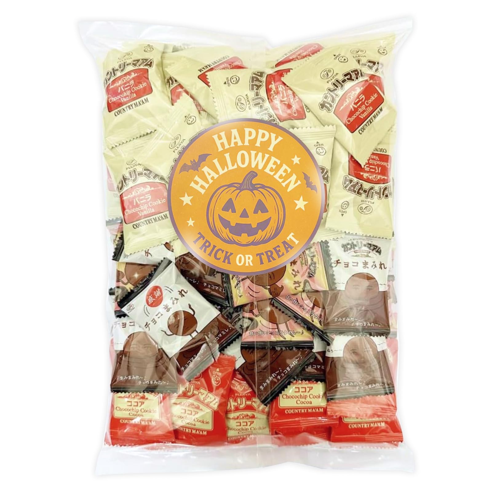 【HWステッカー付】 不二家 カントリーマアム 3種100袋（1kg） バニラ ココア チョコまみれ ビッグシェアパック 大容量 個包装 チョコ 業務用 詰め合わせ ハロウィン