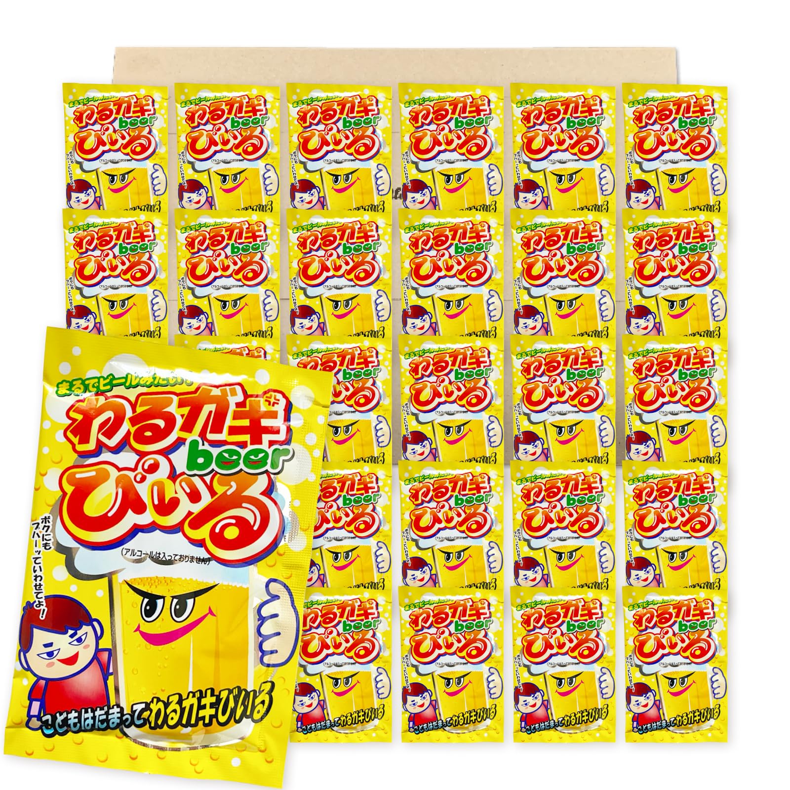 共親製菓 わるがきびぃる 14g ×30袋セット PSJBOX わるがきビール 粉末ジュース 駄菓子 ぶどう糖 粉末飲料 ノンアルコール