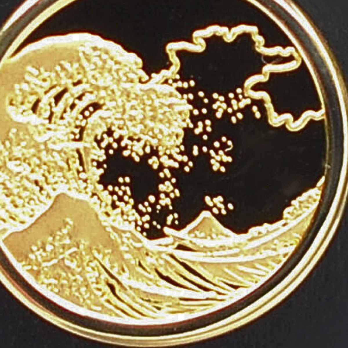 純金コイン 24金 24K 金貨 純金 コイン 1/25オンス 1/25oz ペンダントヘッド 葛飾北斎 浮世絵 富嶽三十六景 枠K18付 コインペンダント プレゼント 誕生日 クリスマス バレンタイン ホワイトデー