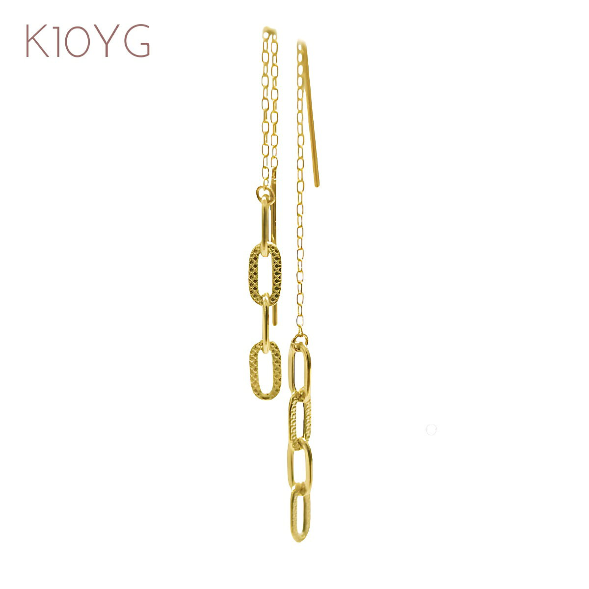 ピアス K10YG チェーンピアス アメリカンピアス レディース ゴールドピアス 金 ペーパークリップ チェーンピアス ロングピアス イエローゴールド 揺れるピアス 地金ピアス チェーンピアス キャッチレス 外れにくい ジュエリー クリスマス ホワイトデー