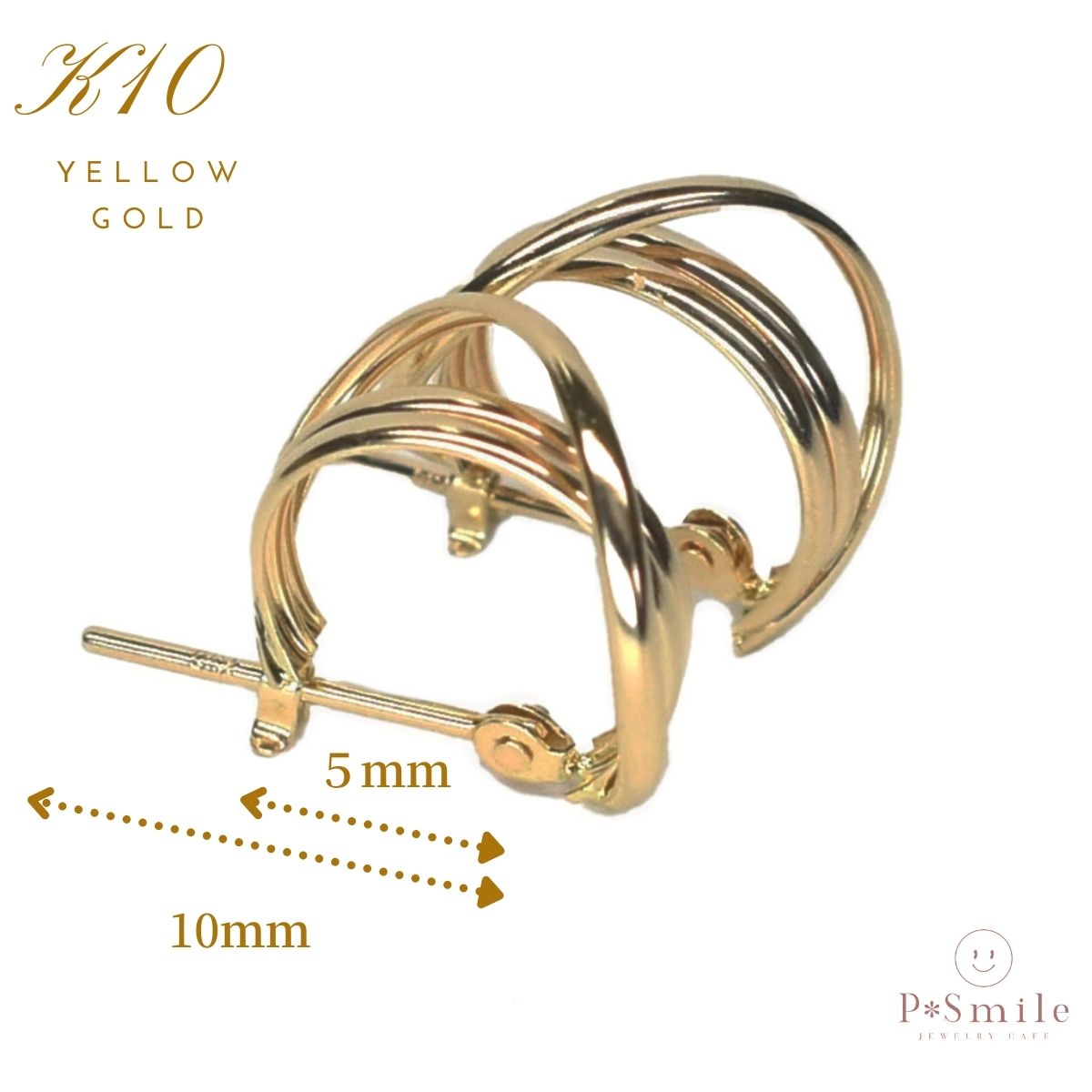 ピアス K10YG レディース ゴールドピアス 金 イエローゴールド ピアス キャッチレス フープピアス 普段使い シンプル 地金ピアス クリスマス ホワイトデー 母の日ギフト