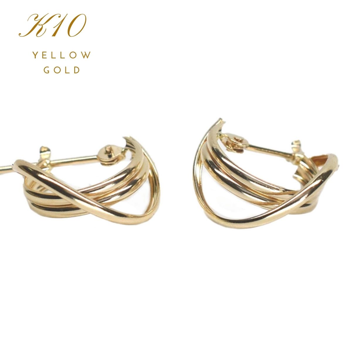 ピアス K10YG レディース ゴールドピアス 金 イエローゴールド ピアス キャッチレス フープピアス 普段使い シンプル 地金ピアス クリスマス ホワイトデー 母の日ギフト