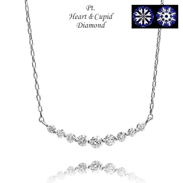 ネックレス PT ダイヤ ネックレス 0.2ct プラチナ ダイヤモンドネックレス 高品質 H&Cダイヤ ハート＆キューピッド 鑑別カード付 女性 ダイヤモンドライン 誕生日 記念日