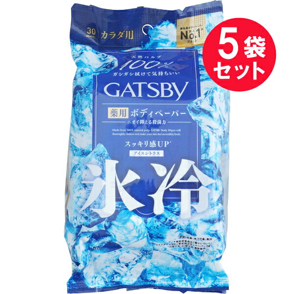 『5袋セット』【送料無料】【医薬部外品】GATSBY ギャツビー アイスデオドラント ボディペーパー アイスシトラス 30枚 マンダム 汗拭きシート