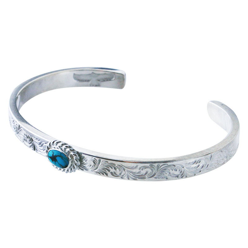 鷲見太郎 Taro Washimi バングル M arabesque design 5mm bangle turquoise 5×7 cup シルバー インディアンジュエリー ブランド アクセサリー プレゼント ギフト 正規品 レディース メンズ