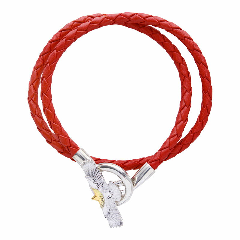 鷲見太郎 Taro Washimi ブレスレット eagle eg-05/K18・925 RED Leather bracelet シルバー インディアンジュエリー ブランド アクセサリー プレゼント ギフト 正規品 レディース メンズ